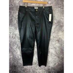Haute Hippie Pants Womens 18 Black Faux Leather Sleek Moto Biker Chic Modern Alt